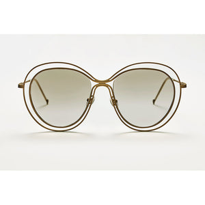 Round sunglasses, khaki lenses, minimalistic eyewear, Gaudi, Iressistor eyewear, XEYES SUNGLASS SHOP
