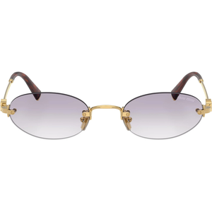 miu miu, miu miu sunglasses, miu miu glasses, xeyes sunglass shop smua54, smua54 oval lenses, metallic miu miu glasses, miu miu frameless sunglasses, frameless oval sunglasses, miu miu oval sunglasses